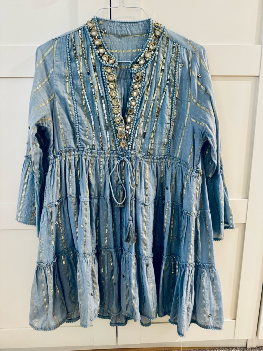 Beaded Embellished Tiered Dress from Europe